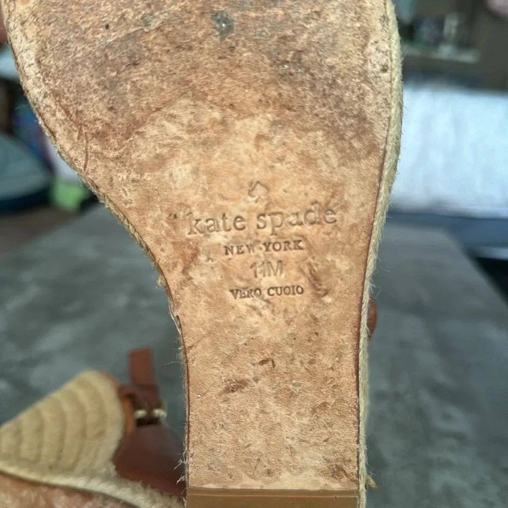 Kate Spade Bowdon Luggage Napa Natural Rope Wedge size 11